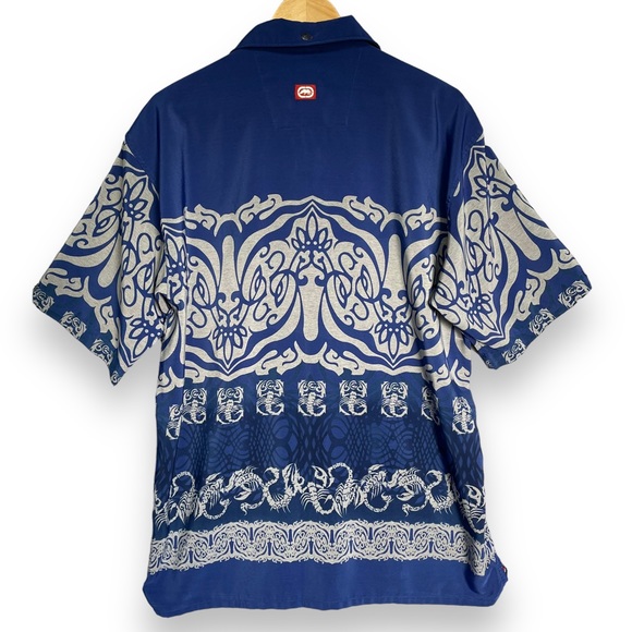 Vintage 90s Ecko Unlimited Men’s Button Up Shirt Scorpian Print - Picture 2 of 8